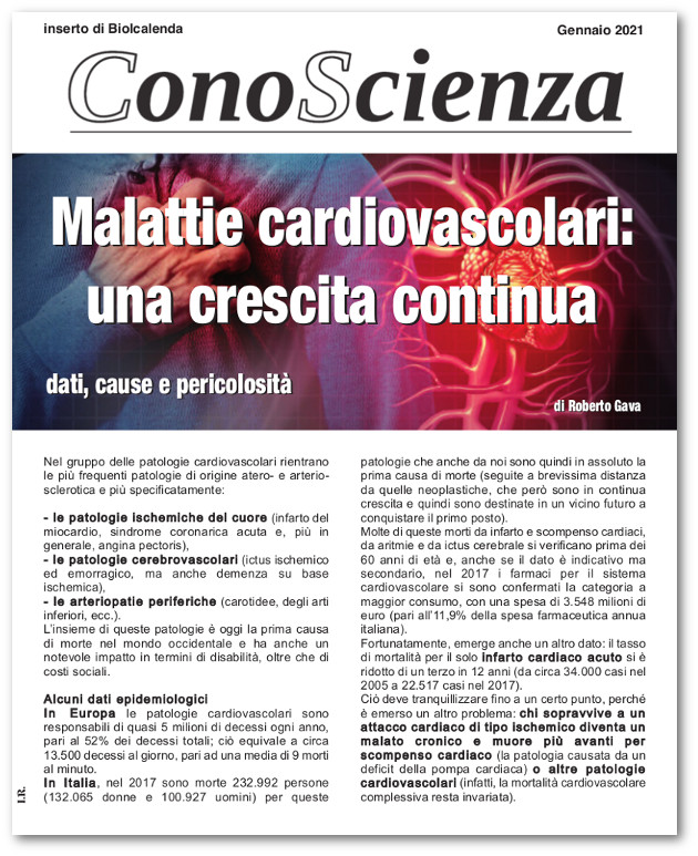 Conoscienza n°1 Malattie cardiovascolari: una crescita continua - Biolcalenda gennaio 2021