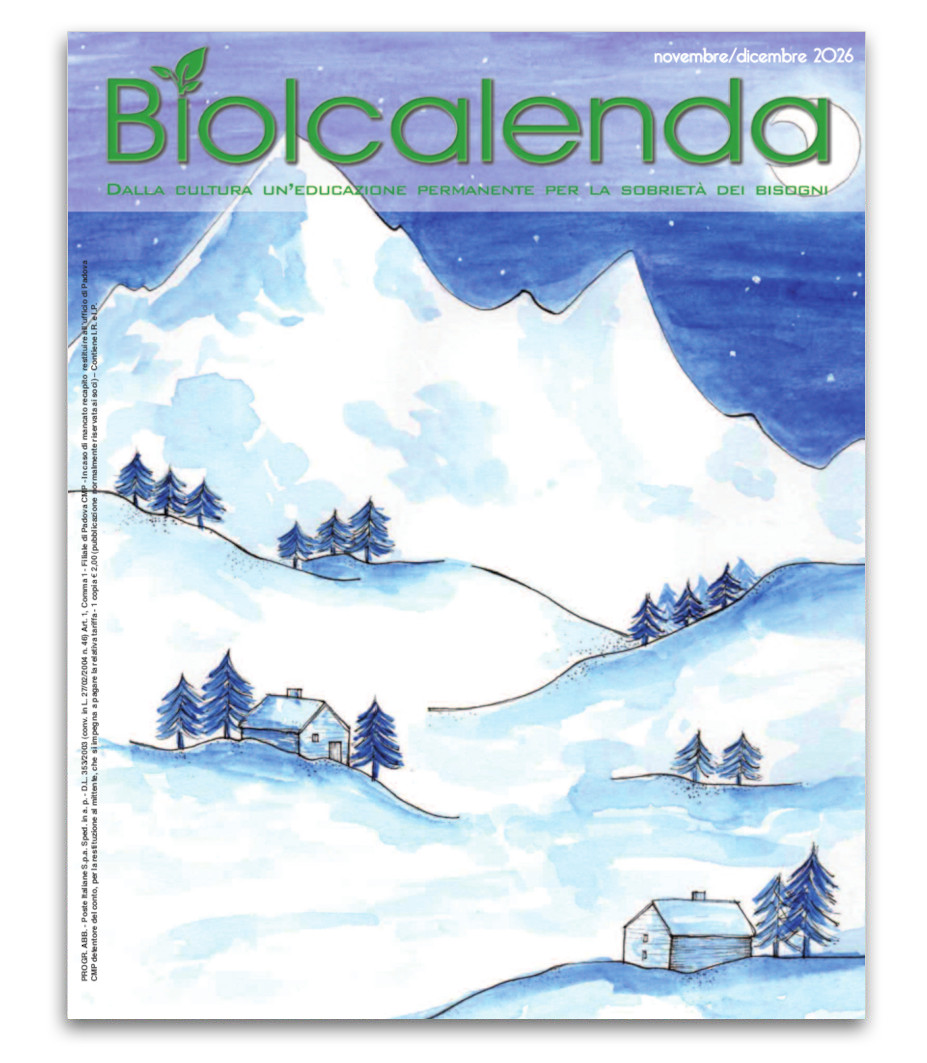Biolcalenda di Novembre/Dicembre 2026 - bimensile dell'associazione La Biolca. In copertina disegni originali di Elena Bulgarelli